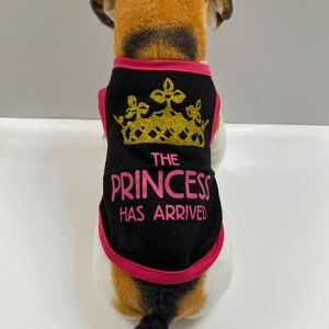 "The Princess Has Arrived" Pet T-shirt - Black/ Pink/Gold - NWT - XS